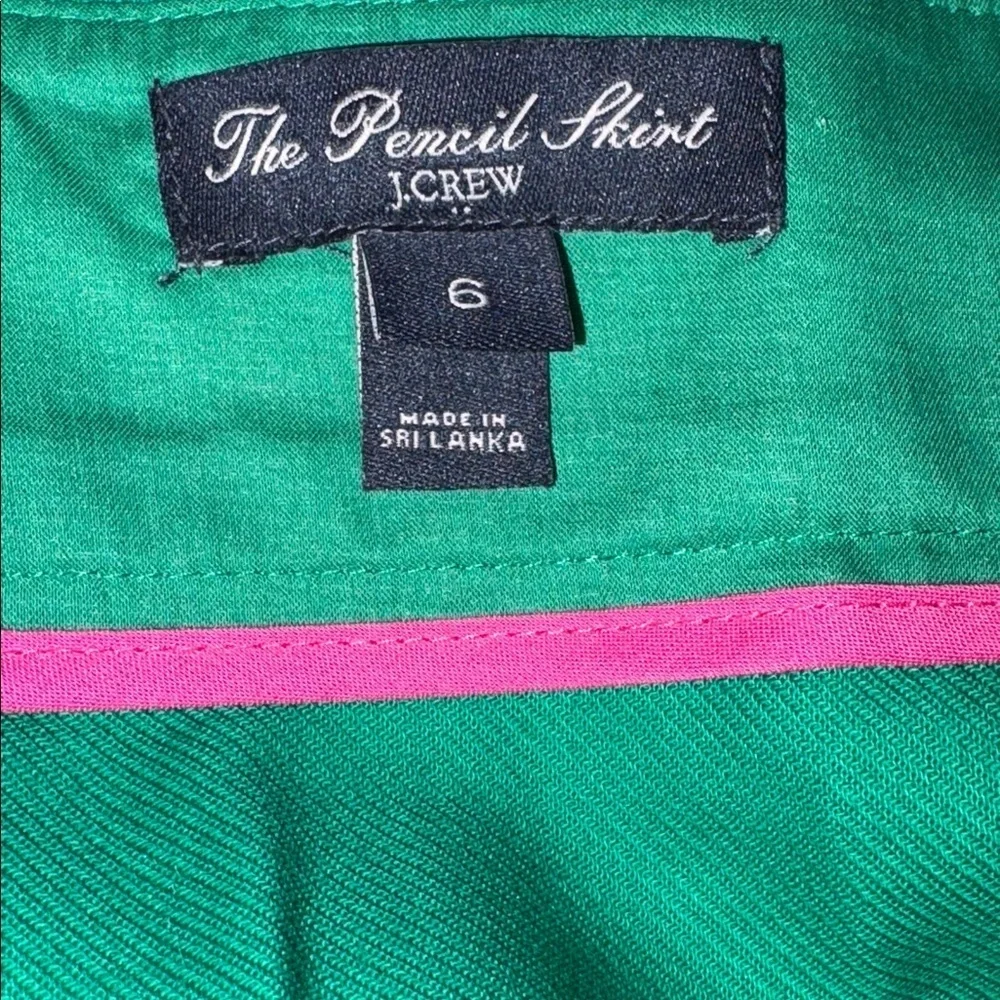 J. Crew green the pencil skirt size 6
